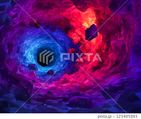 ブラックホールをイメージしたジオメトリック背景　岩 125405893