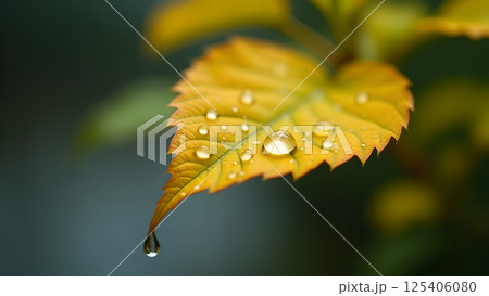 Dewy Autumn Leaf: Nature's Pristine Elegance 125406080