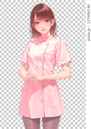 [AI 生成的圖像] 一位身穿卡通風格粉紅色護士制服的女性 125406146