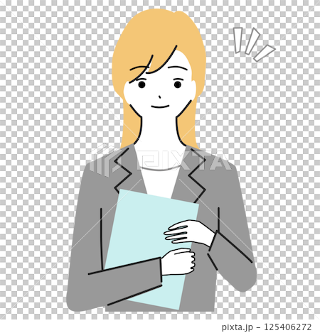 一位女商人拿著活頁夾的插圖 125406272