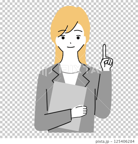 ポイントを説明するスーツの女性のイラスト 125406284