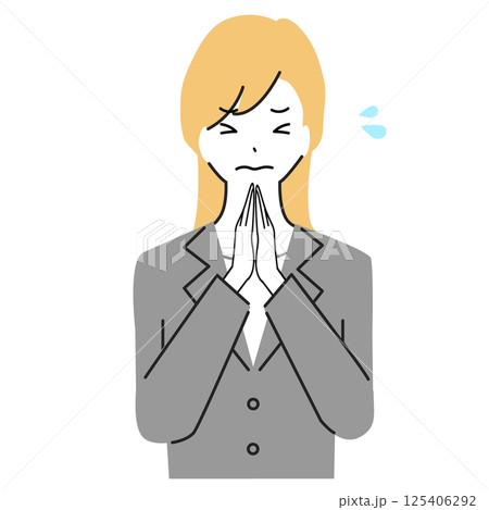 謝罪するスーツ姿の女性のイラスト 125406292