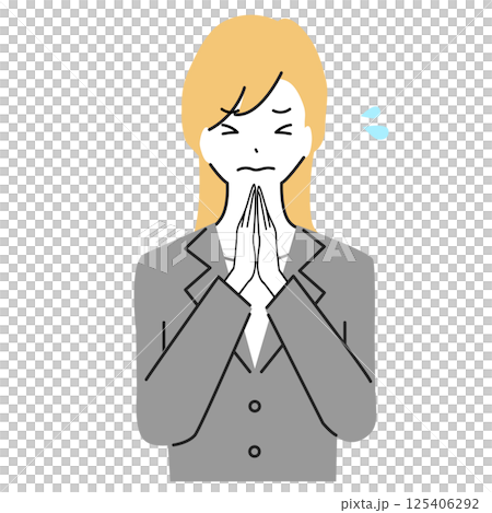 謝罪するスーツ姿の女性のイラスト 125406292