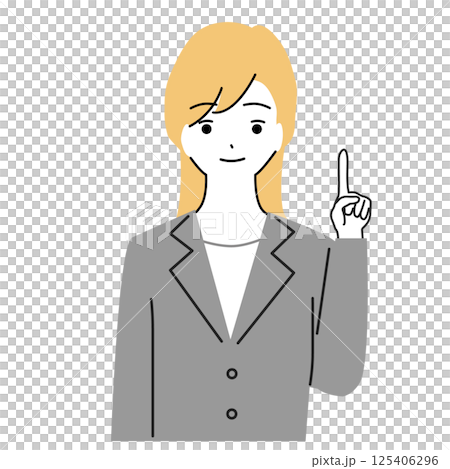 指差しで説明するスーツの女性のイラスト 125406296