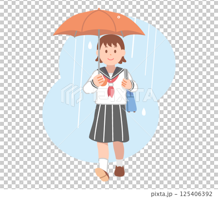 A female student in a sailor suit holding an umbrella A female student in a sailor suit holding an umbrella 125406392