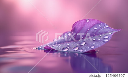 Ephemeral Beauty: A Leaf Adorned with Waterdrops 125406507