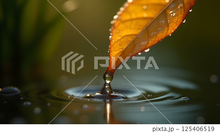 Leaf's Tender Kiss: Water's Delicate Embrace Leaf's Tender Kiss: Water's Delicate Embrace 125406519