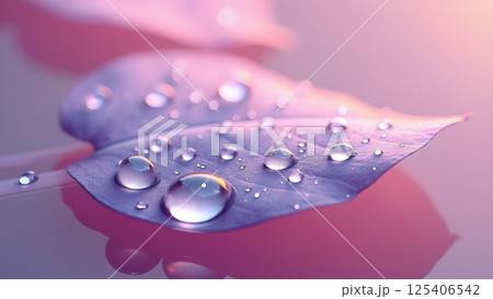 Water Droplets Adorn a Violet Leaf Elegantly Water Droplets Adorn a Violet Leaf Elegantly 125406542