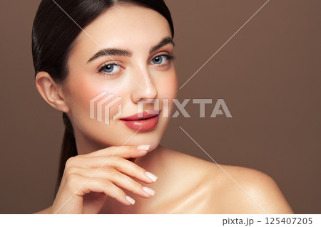 Portrait beautiful young woman with clean fresh skin 125407205