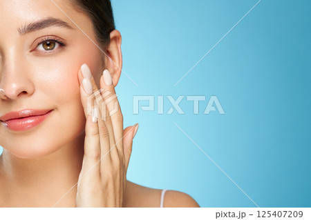 Portrait beautiful young woman with clean fresh skin 125407209