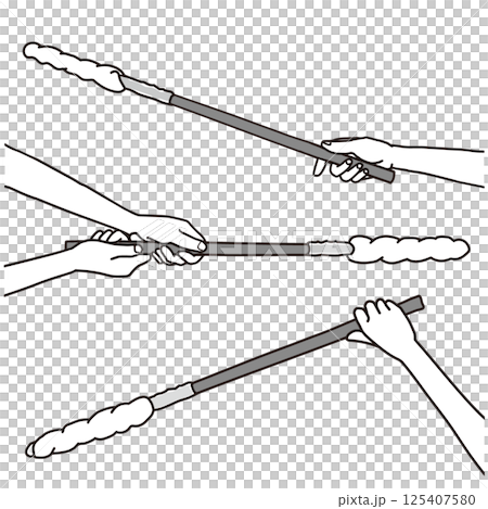 單色插圖集的裸手拿著未烤過的麵包棒 125407580