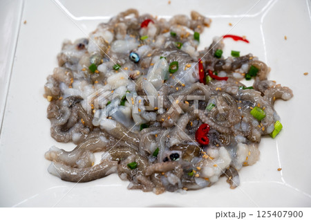 Korean food. chopped live octopus Korean food. chopped live octopus 125407900