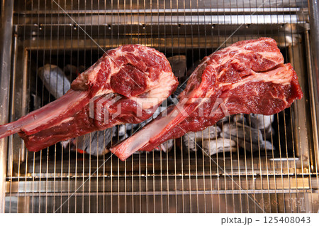 Chinese food. Grilled lamb ribs. 125408043