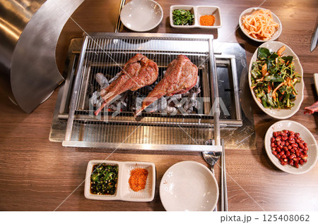 Chinese food. Grilled lamb ribs. 125408062