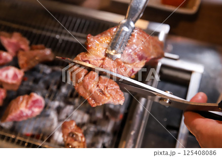 Chinese food. Grilled lamb ribs. 125408086