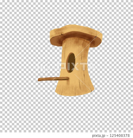 png drawing of a wooden birdhouse, digital 125408378