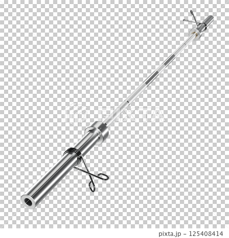 Cast Iron Barbell Straight Rod with Spring Lock, weightlifting gym equipment, side view 125408414