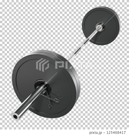 Cast Iron Black Olympic Adjustable Barbell, weightlifting gym equipment, side view 125408417