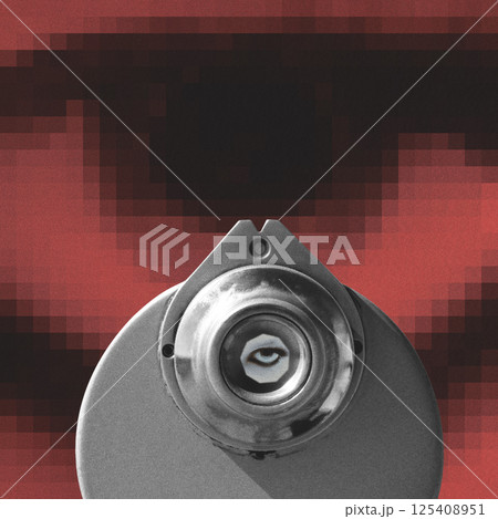 Telescope and eyes abstract collage illustration 125408951