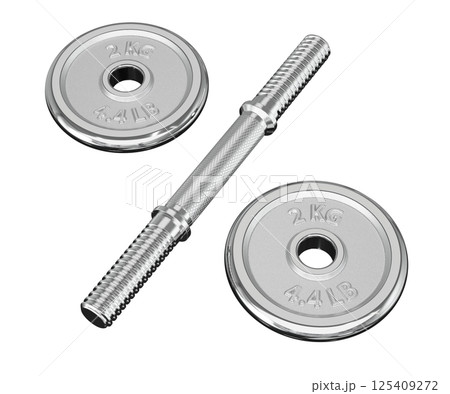 Parts of cast iron chrome Adjustable Dumbbell, rod and weight plates 125409272