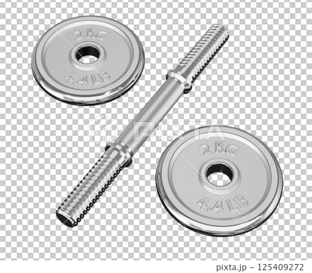 Parts of cast iron chrome Adjustable Dumbbell, rod and weight plates 125409272