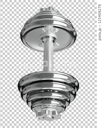 Cast Iron Chrome Adjustable Dumbbell, weightlifting gym equipment, side view 125409279