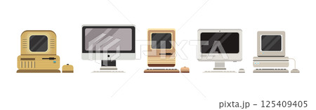 Retro Computer and Hardware with Screen Vector Set 125409405