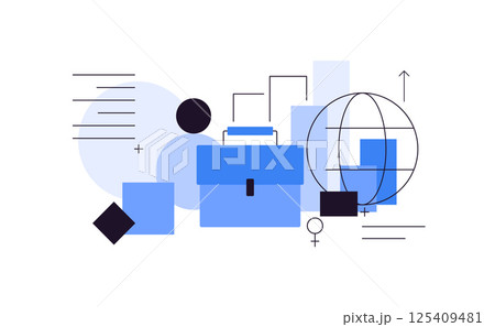 Women in business, career growth, leadership. Gender equality. Statistics. Infographic banner 125409481