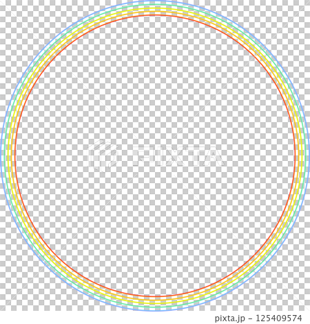 色が反転した丸い5本の虹色の五線譜 125409574