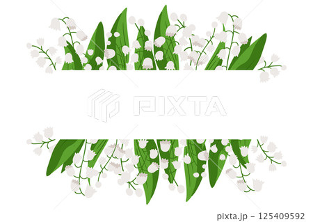 Hand drawn floral border with lily of the valley 125409592