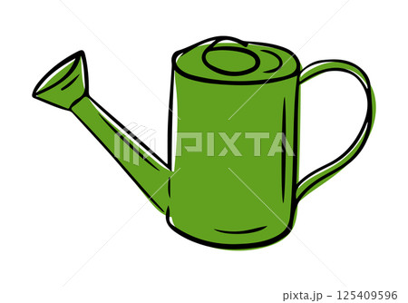 Illustration of a green watering can 125409596