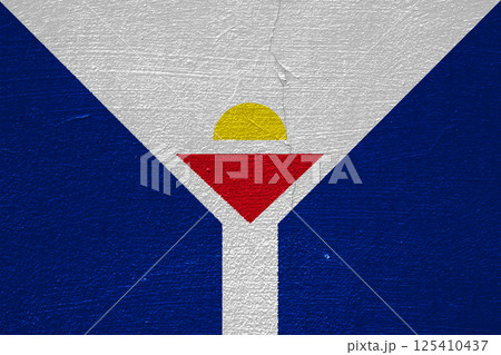 Flag of Collectivity of Saint Martin on a textured background. Concept collage. 125410437