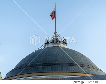Kremlin Moscow Dome of Senate building Russian Flag tower Kremlin Moscow Dome of Senate building Russian Flag tower 125410495