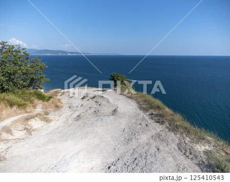 Beautiful Black Sea coast with rocks and plants Beautiful Black Sea coast with rocks and plants 125410543