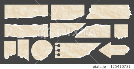 Torn Paper Pieces With Ripped Edges 125410781