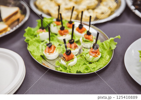 Buffet in the office closeup. 125410889