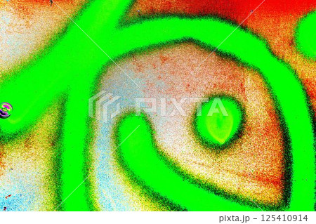Spray paint on a steel plate. Abstract texture. Changed color scheme. Bright colorful background. 125410914