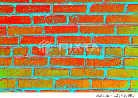 Brickwork painted with red paint, red brick background. Changed color scheme. 125410993