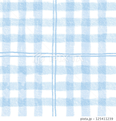 Light Blue Plaid Tartan Gingham Check Hand Drawn Background Pattern Overlay 125411239