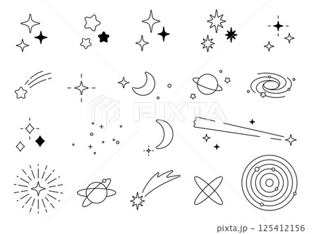 かわいい星・月・宇宙のアイコンセット 125412156
