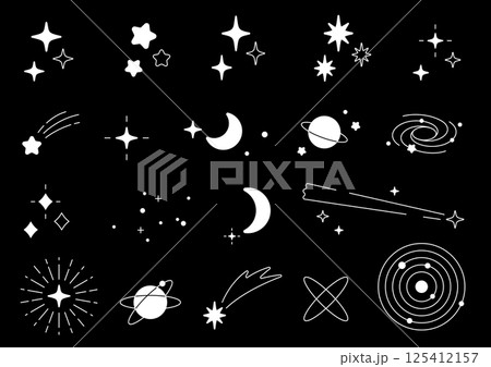 かわいい星・月・宇宙のアイコンセット かわいい星・月・宇宙のアイコンセット 125412157