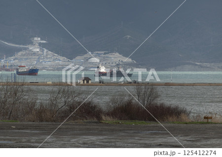 Novorossiysk, Russia 08.18.2024 large sea vessel sailing cargo transportation Black Sea, port, Krasnodar Territory, Novorossiysk Novorossiysk, Russia 08.18.2024 large sea vessel sailing cargo transportation Black Sea, port, Krasnodar Territory, Novorossiysk 125412274