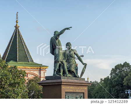 MOSCOW - JUNE 15, 2024: Dmitry Pozharsky and Kuzma Minin monument Russia.Moscow 125412289