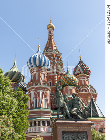MOSCOW - JUNE 15, 2024: Dmitry Pozharsky and Kuzma Minin monument Russia.Moscow 125412334