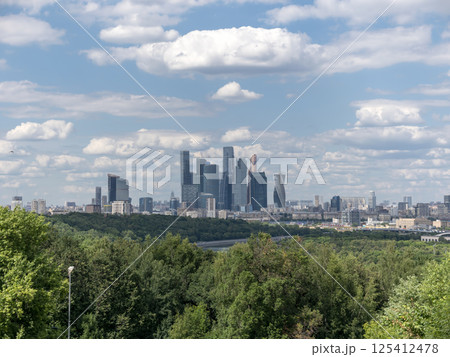 Russia, Moscow 23 May 2024, Moscow Modern buildings of glass and steel skyscrapers against the sky 125412478
