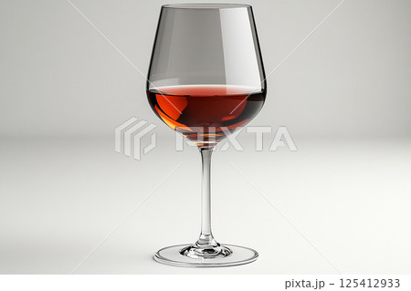 Elegant Wine Glass filled with red wine on white background. Elegant Wine Glass filled with red wine on white background. 125412933