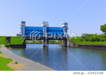 埼玉県川口市芝川水門2025年4月 125413189