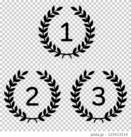 1,2,3の月桂冠のシルエットイラスト 125413514