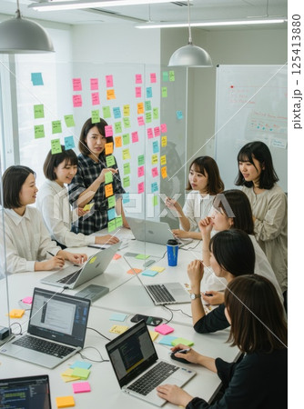 ITスタートアップで話し合う日本人女性たち（ai生成画像） 125413880