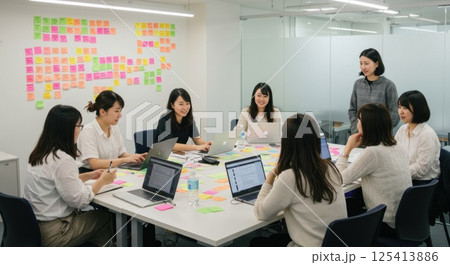 ITスタートアップで話し合う日本人女性たち（ai生成画像） 125413886